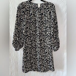 H&M Patterned Balloon-Sleeved Midi Dress